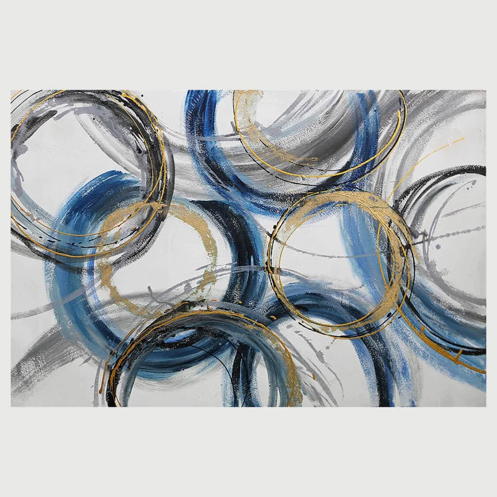 Oil Paiting Art YM Golden Blue Rings 120x80