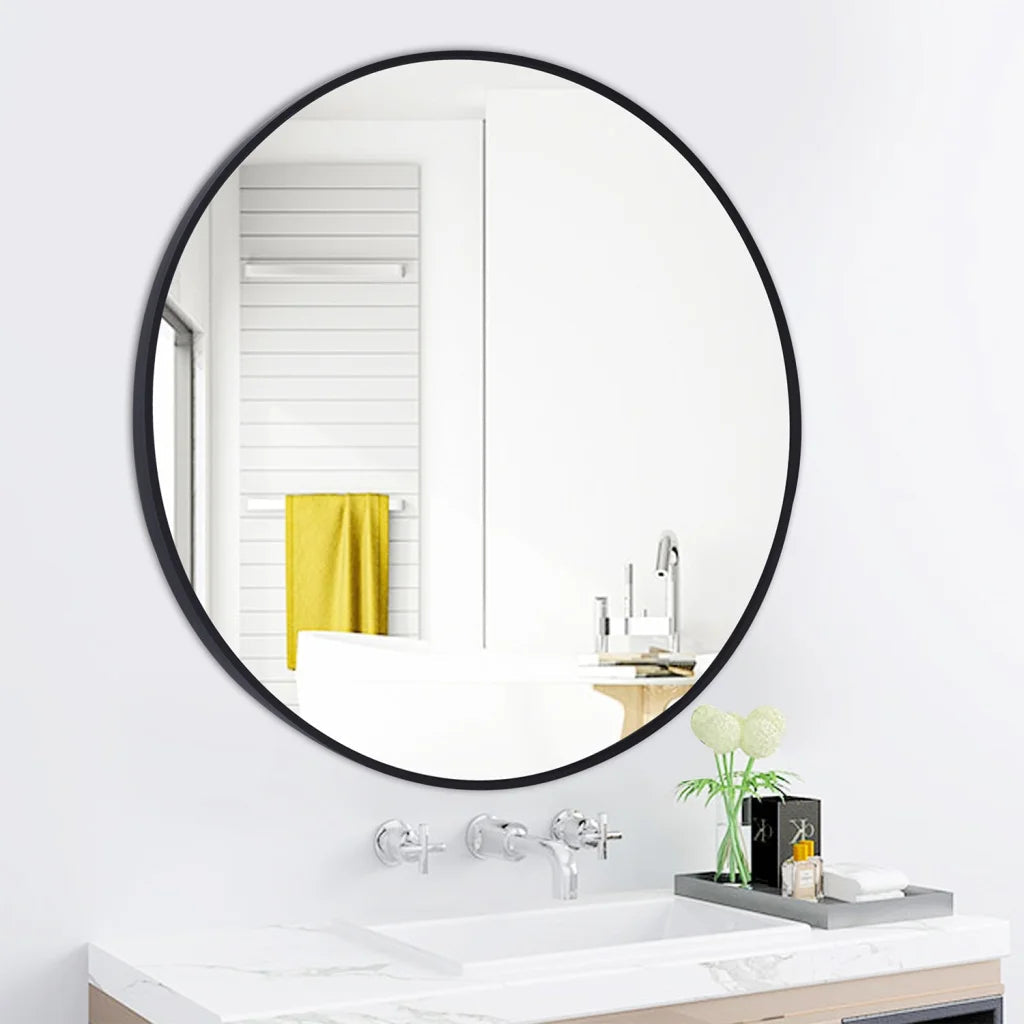 Naisha Round Mirror - Black 80cm