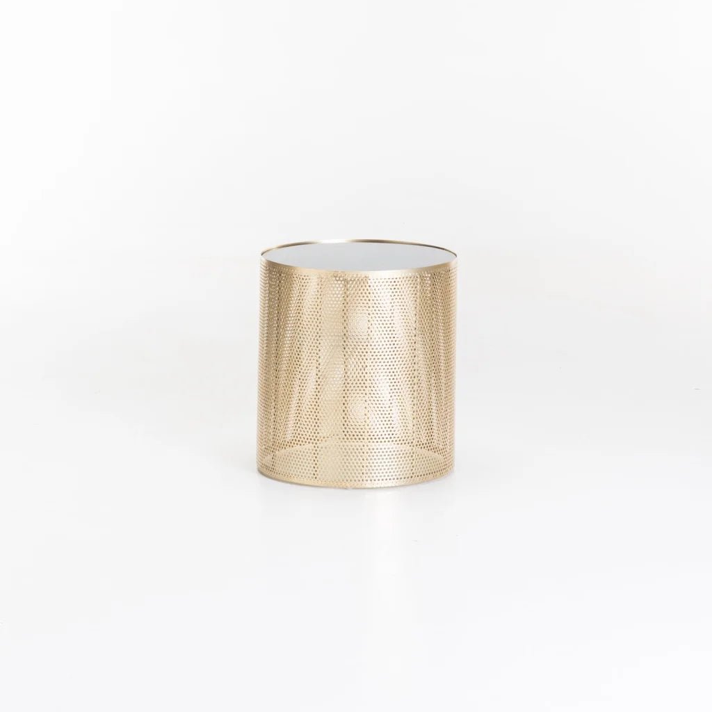 Baracks 41cm Round Metal Glass Top Table