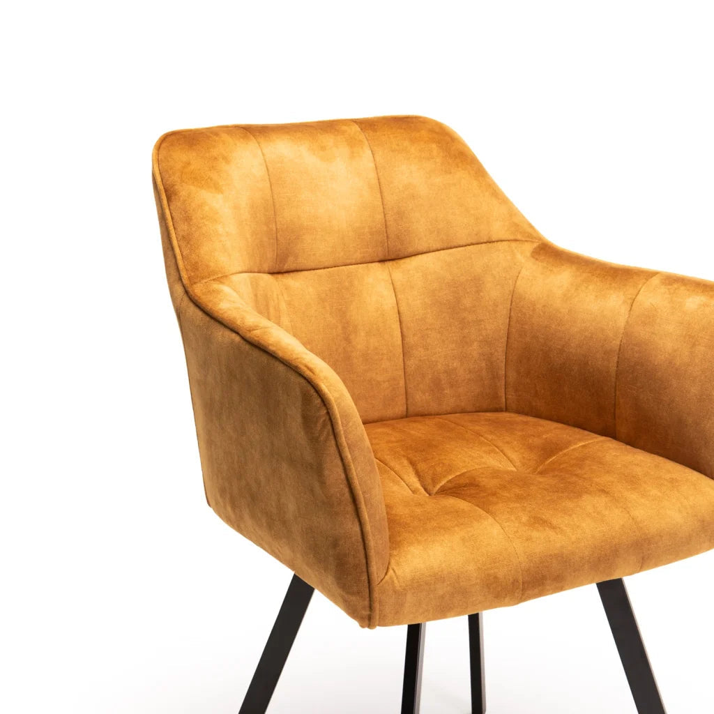 Siya Deluxe Velvet Dining Chair - Mustard