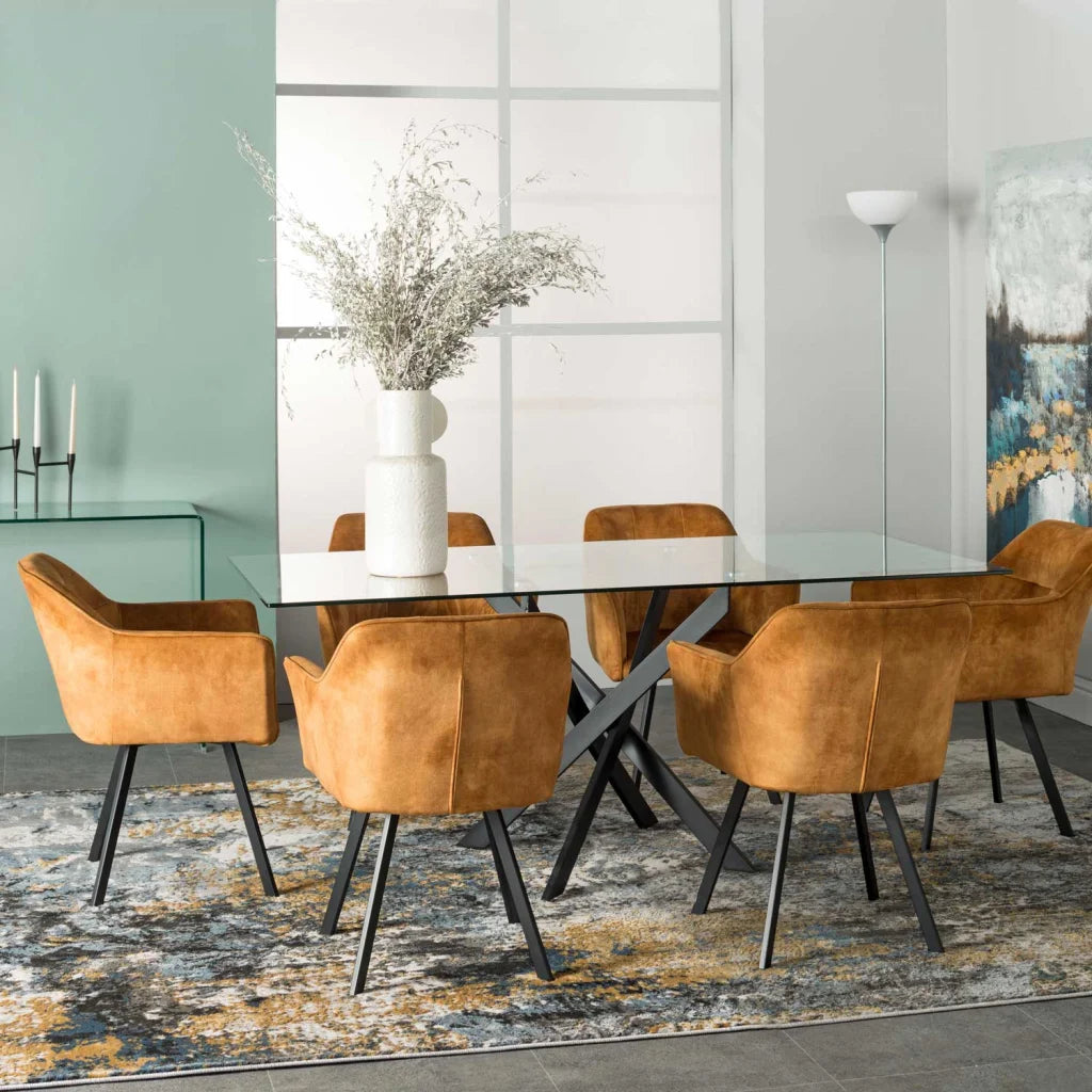 Siya Deluxe Velvet Dining Chair - Mustard