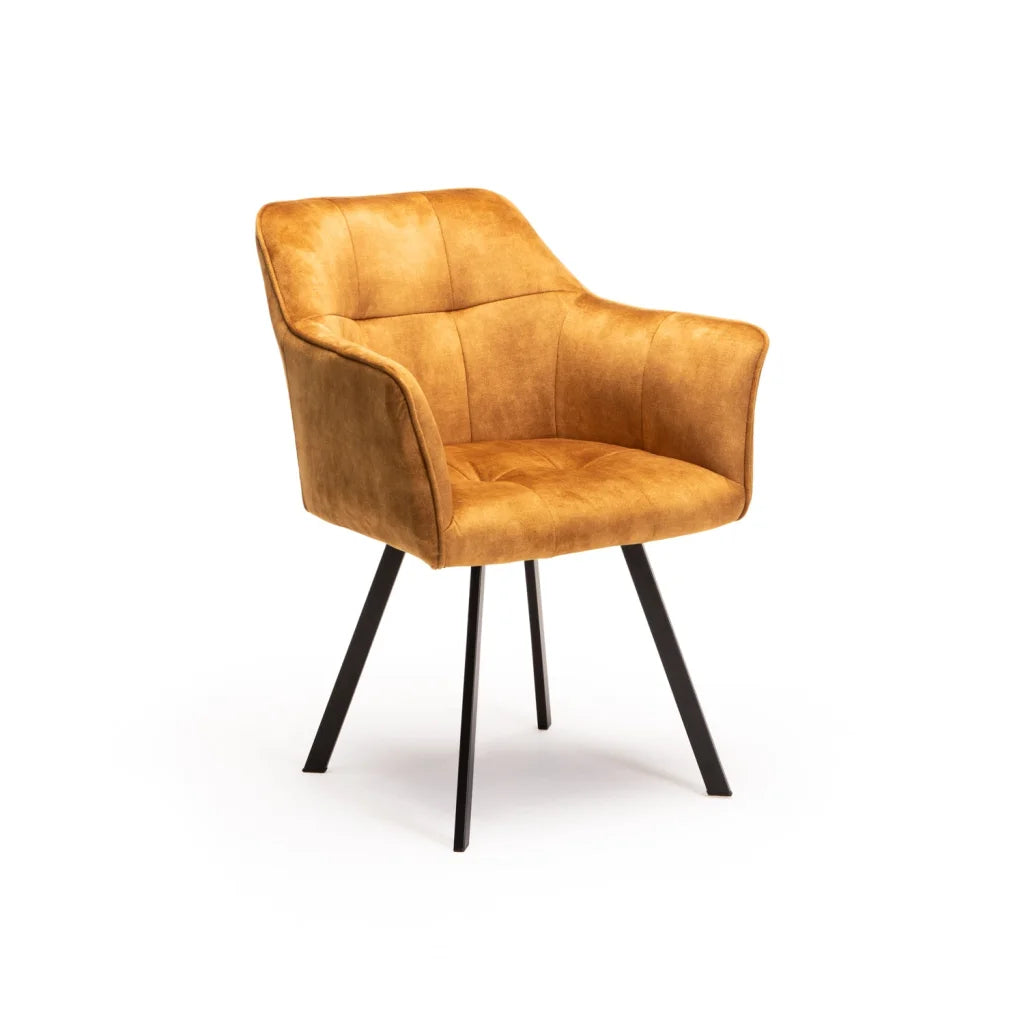 Siya Deluxe Velvet Dining Chair - Mustard
