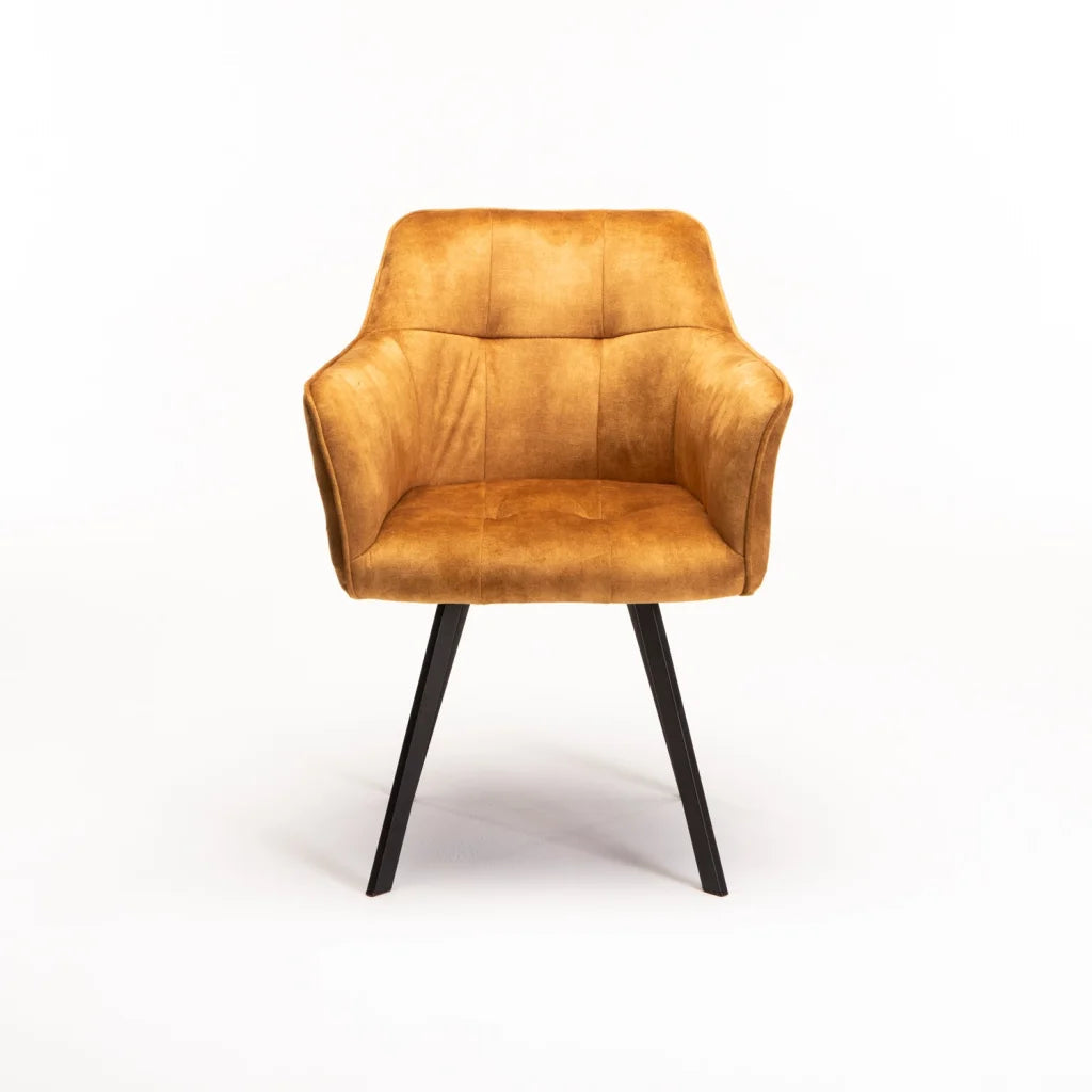 Siya Deluxe Velvet Dining Chair - Mustard