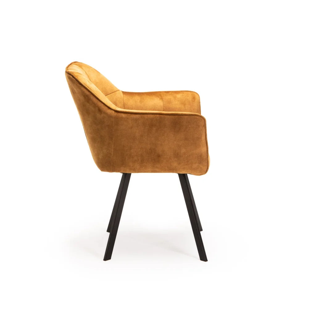 Siya Deluxe Velvet Dining Chair - Mustard