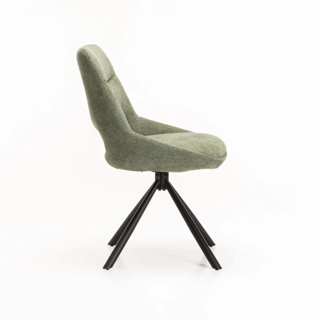 Piatto Fabric Swivel Dining Chair - Green