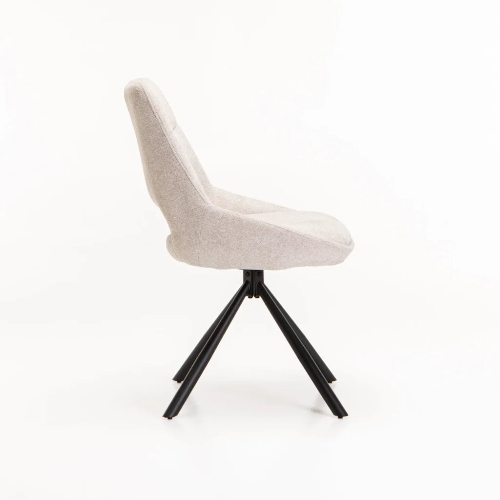 Piatto Fabric Swivel Dining Chair - Cream