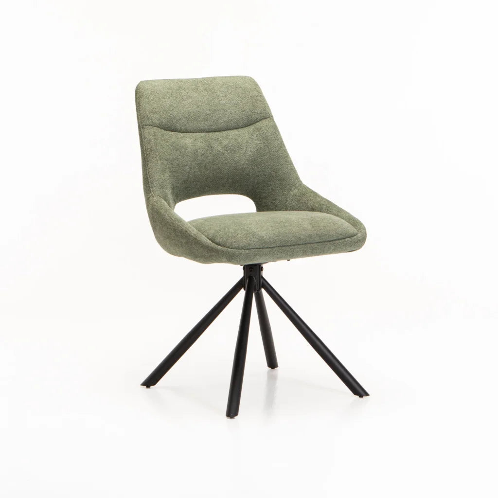 Piatto Fabric Swivel Dining Chair - Green