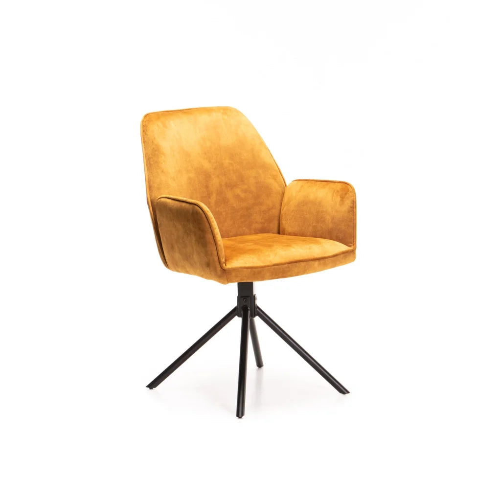 Dinny Deluxe Velvet Dining Chair - Mustard