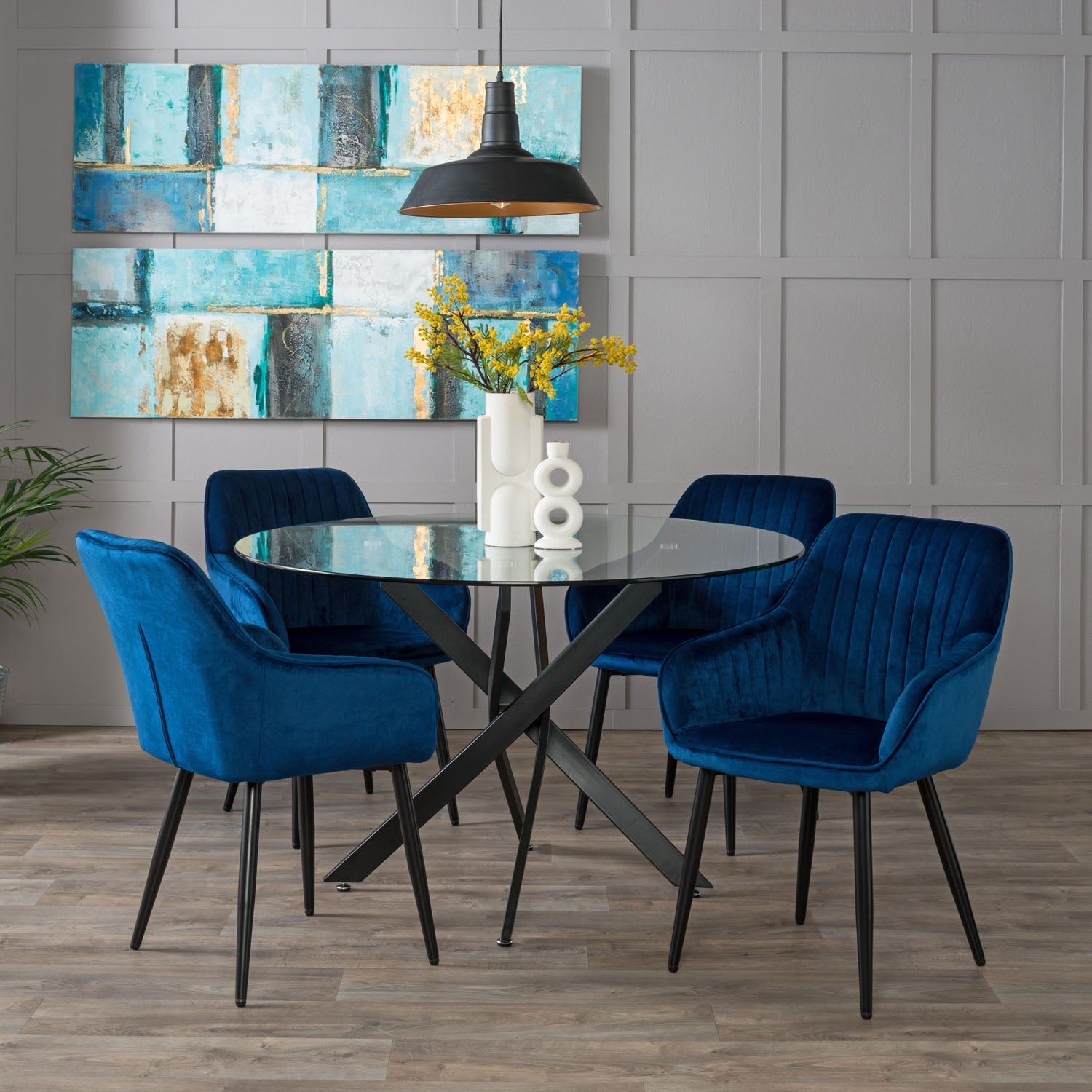 Decorotika Velvet Dining Chair - Navy