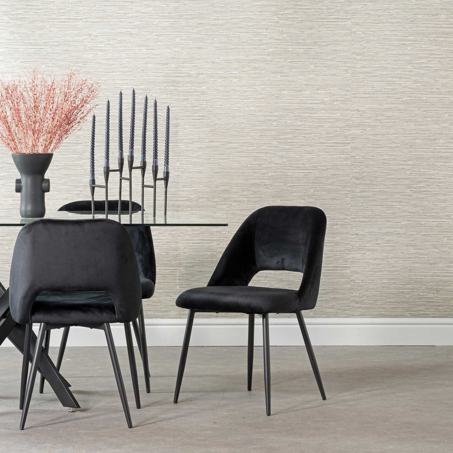 Tee Velvet Dining Chair - Black