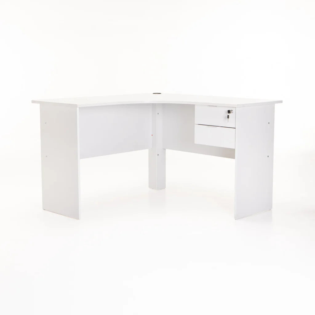 Keir 120cm 2 Drawer Corner Desk - White