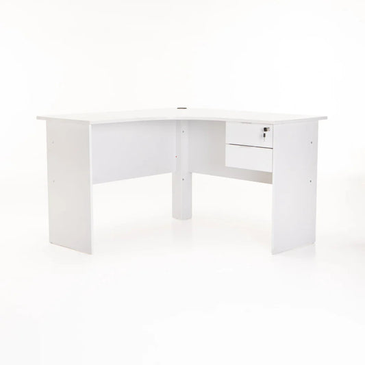 Keir 120cm 2 Drawer Corner Desk - White