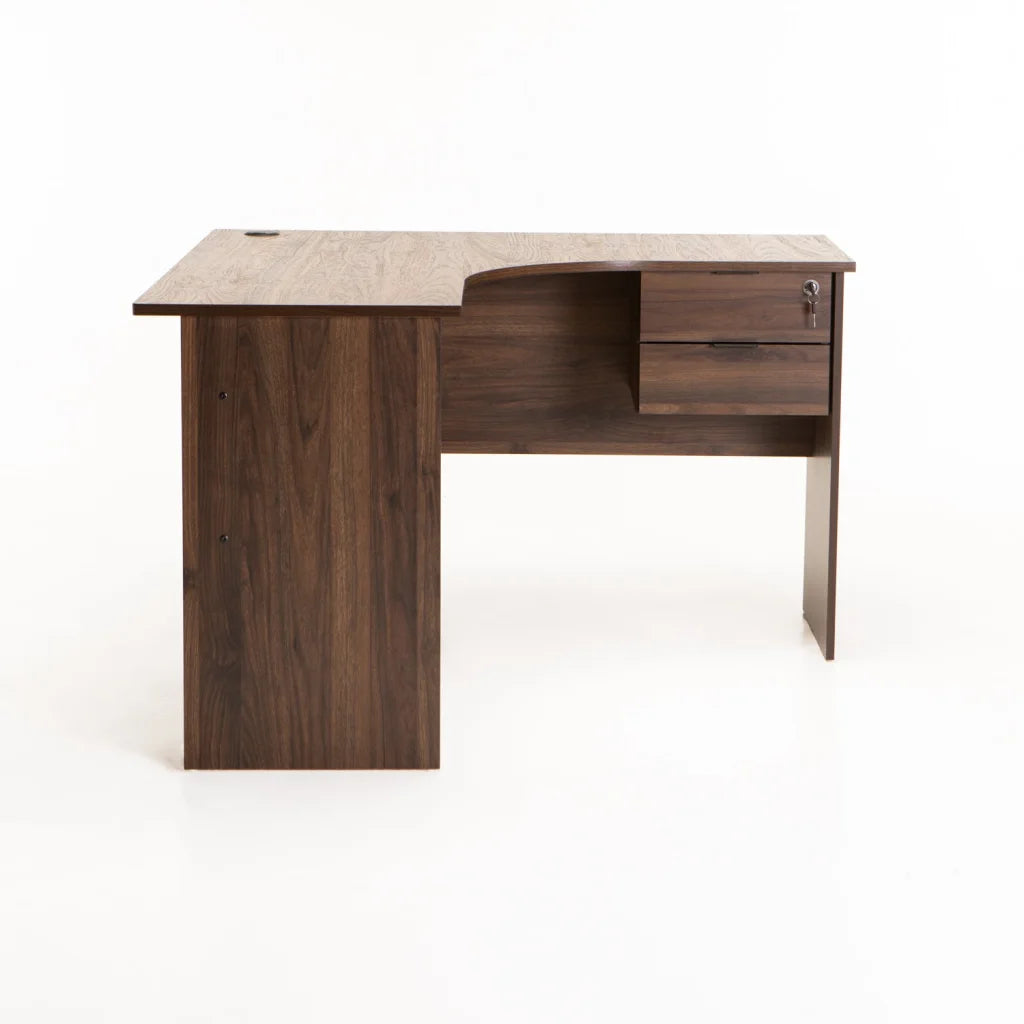 Keir 120cm 2 Drawer Corner Desk - Walnut