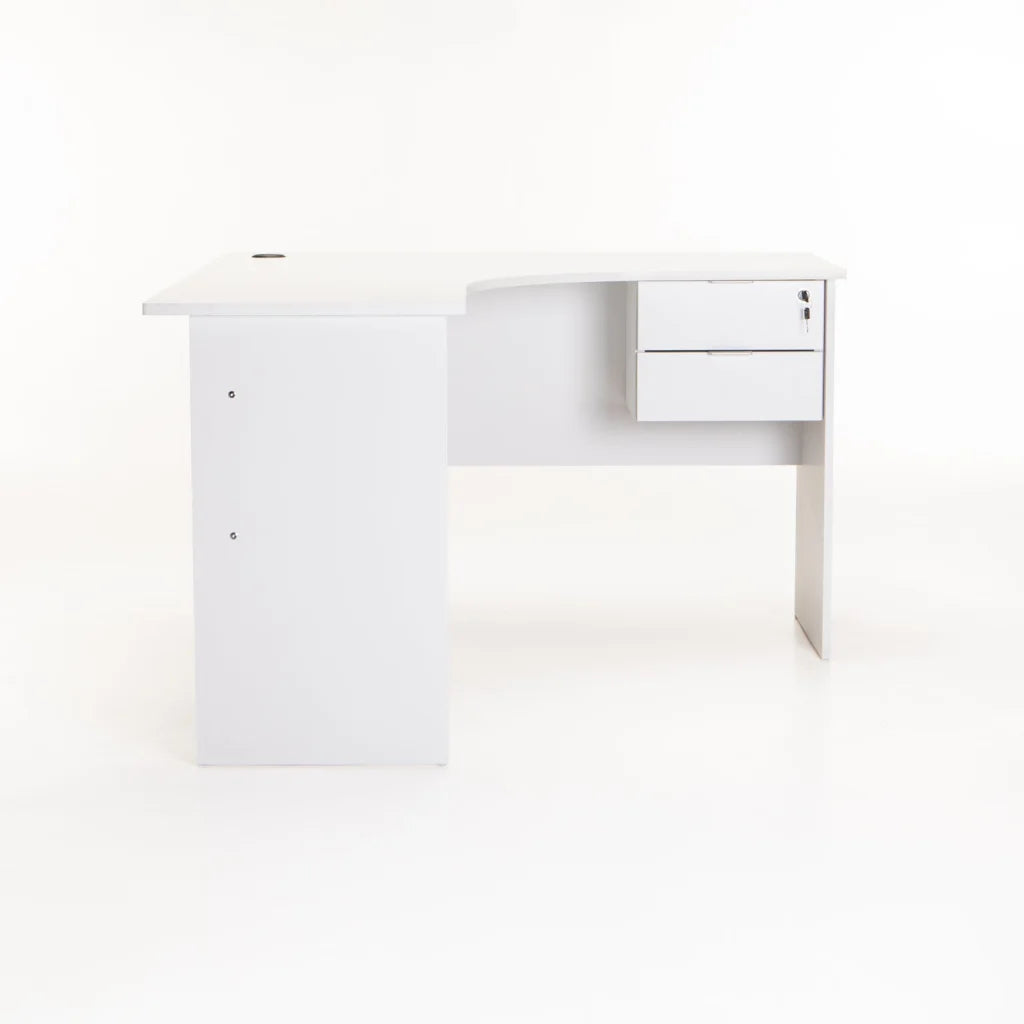 Keir 120cm 2 Drawer Corner Desk - White