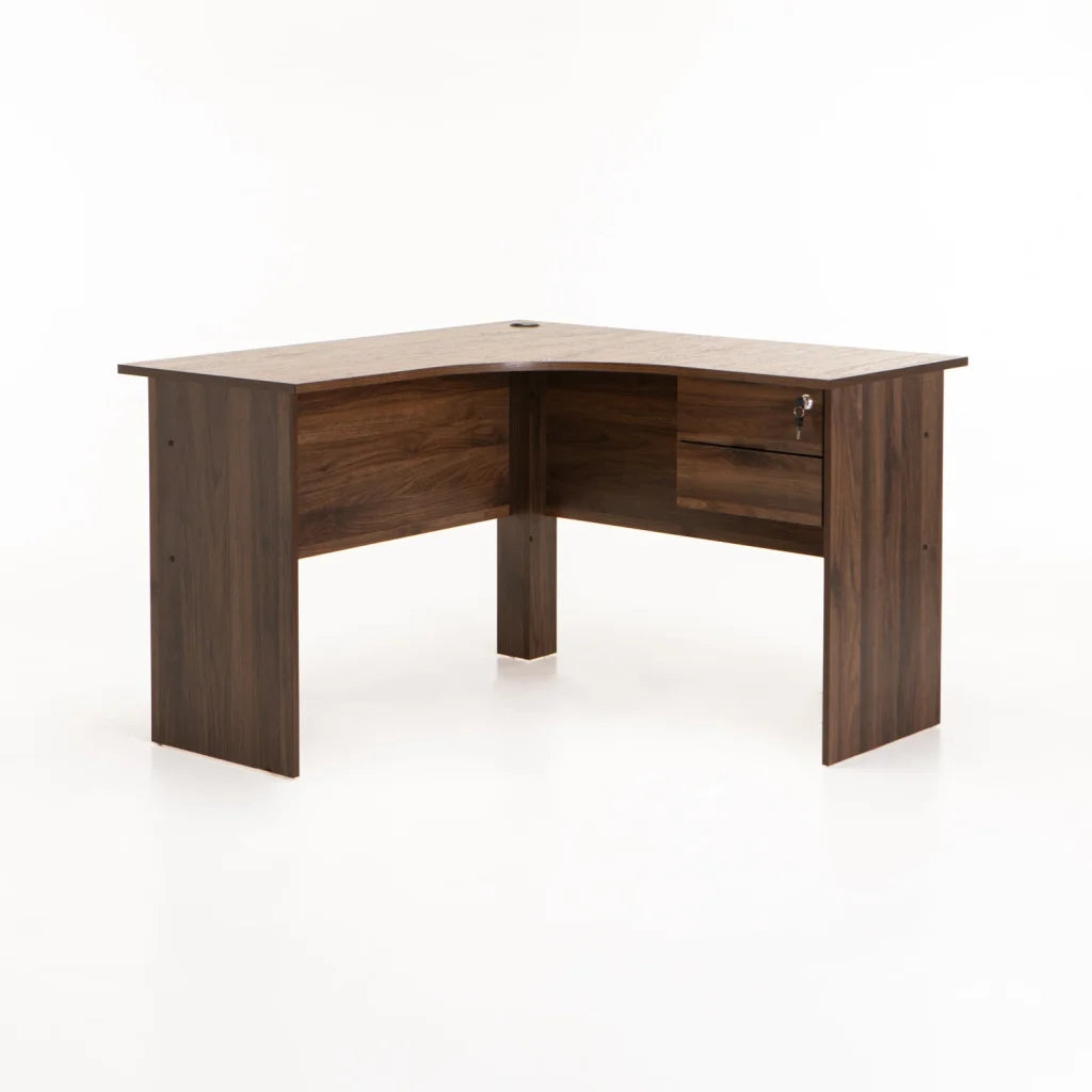 Keir 120cm 2 Drawer Corner Desk - Walnut