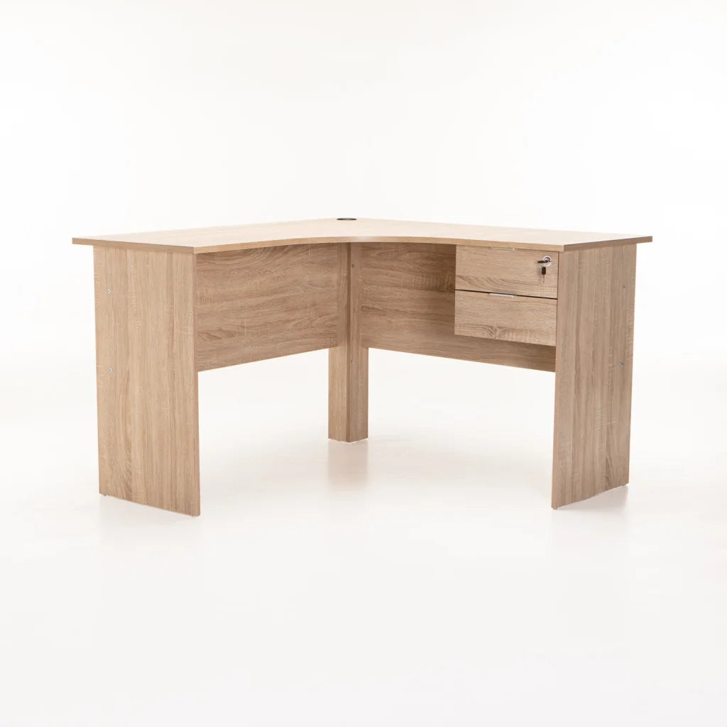 Keir 120cm 2 Drawer Corner Desk - Oak