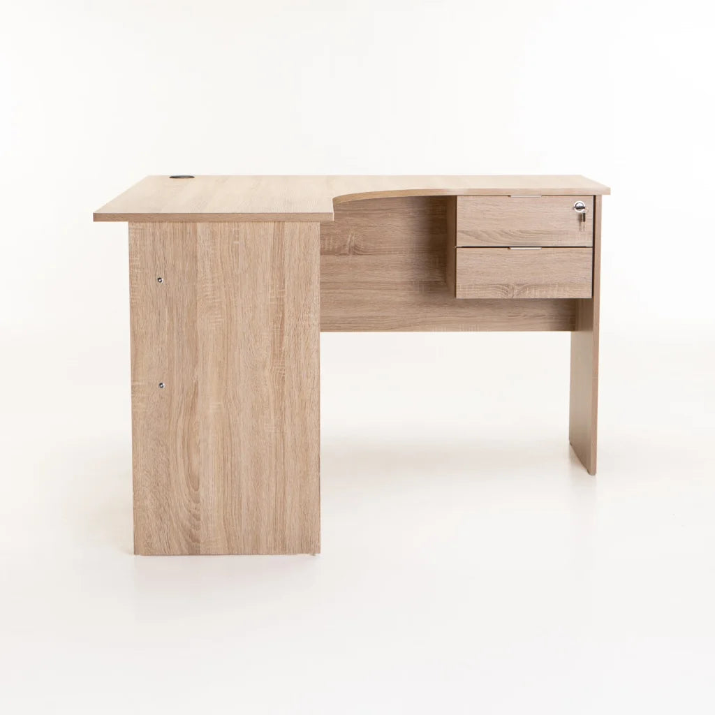 Keir 120cm 2 Drawer Corner Desk - Oak