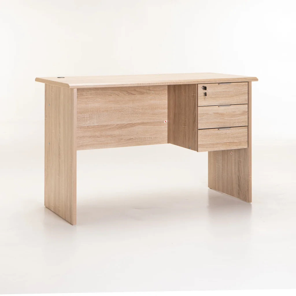 Keir 120cm Deluxe 3 Drawer Desk - Oak