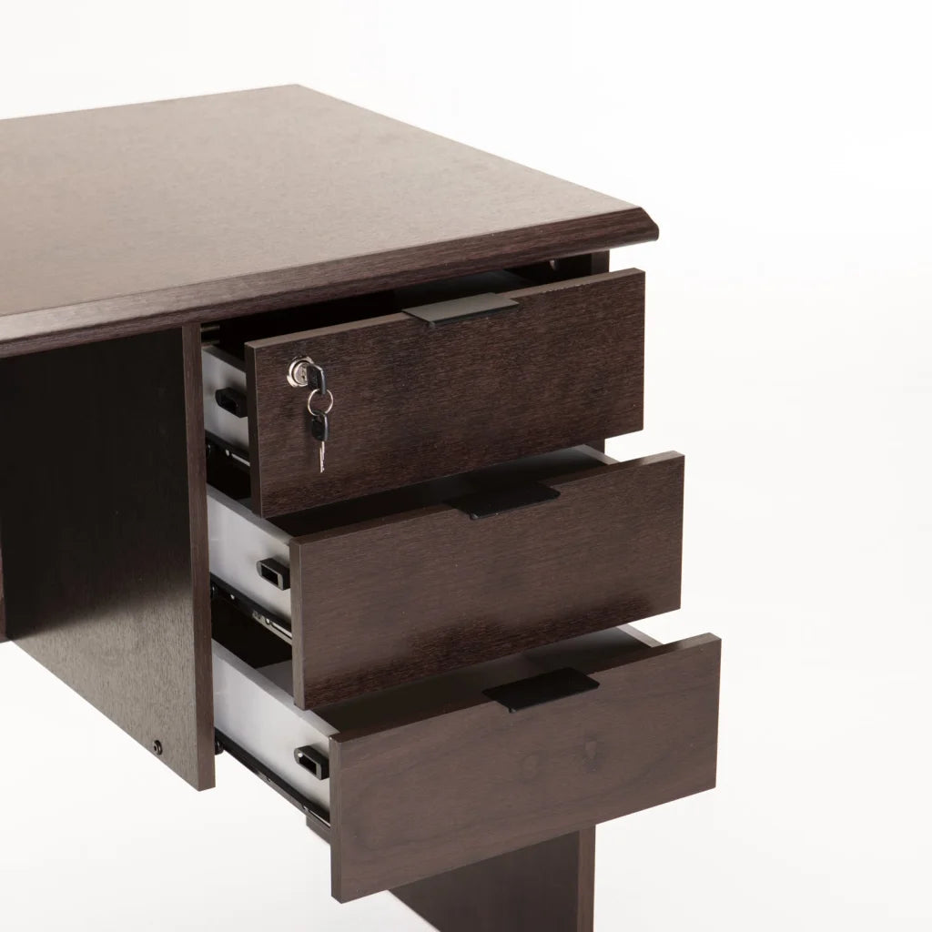 Keir 120cm Deluxe 3 Drawer Desk - Wenge