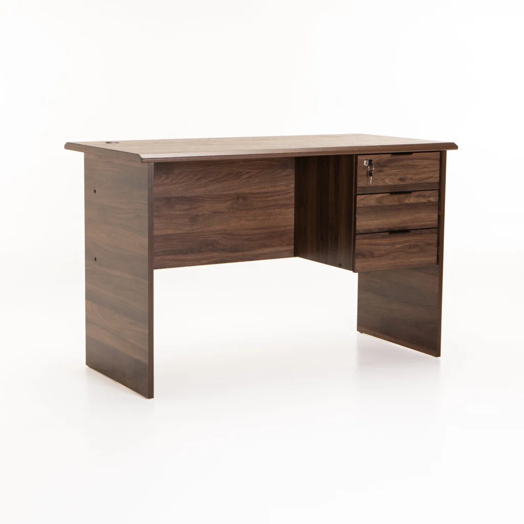 Keir 120cm Deluxe 3 Drawer Desk - Walnut