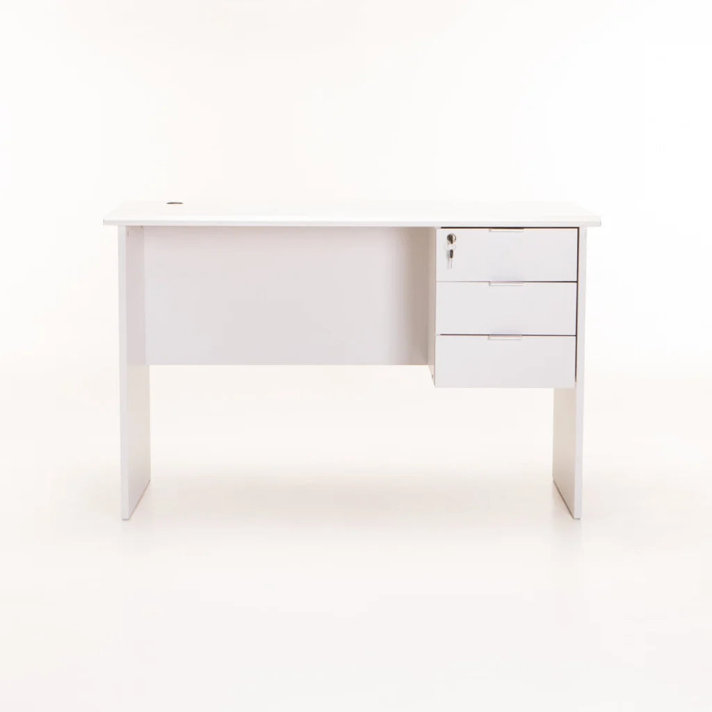 Keir 120cm Deluxe 3 Drawer Desk - White