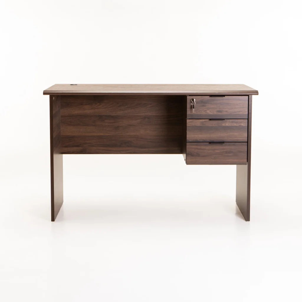 Keir 120cm Deluxe 3 Drawer Desk - Walnut