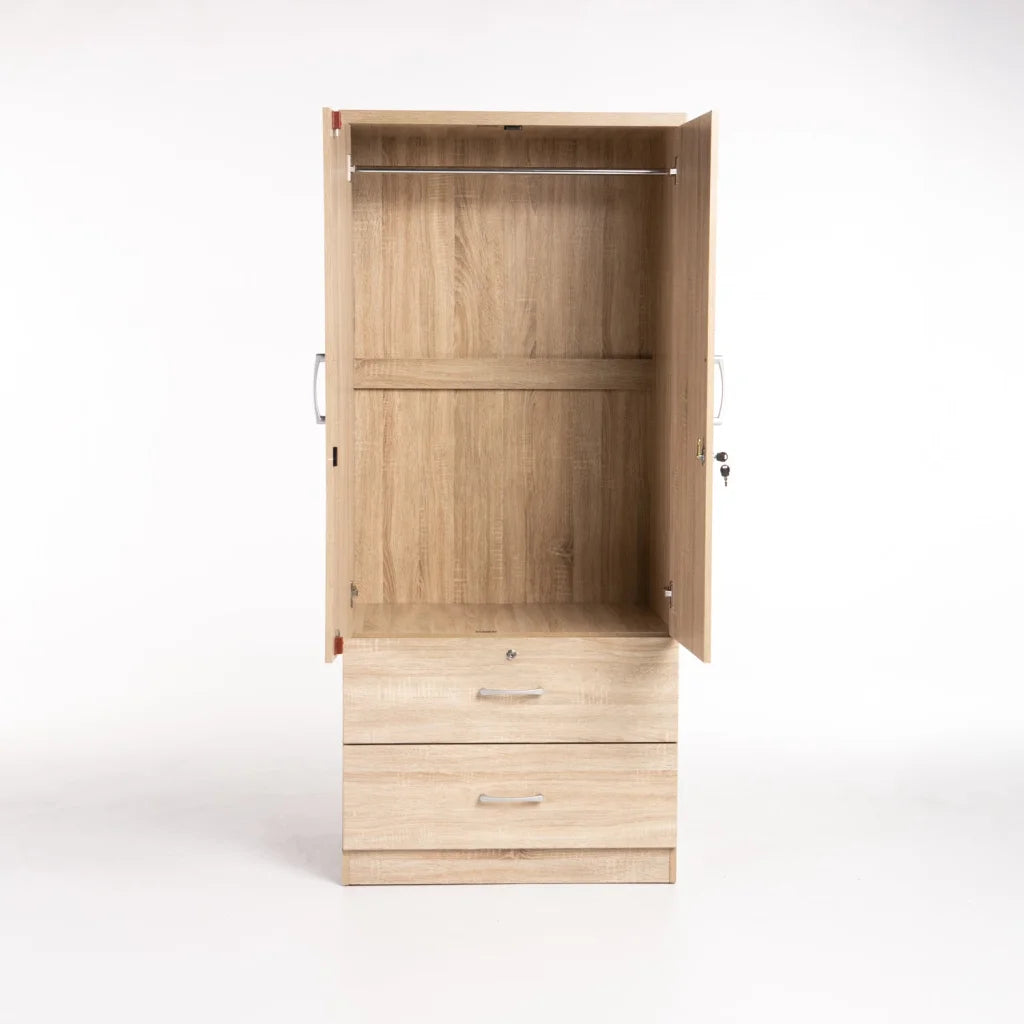 Flory 2 Door 2 Drawer Robe - Oak