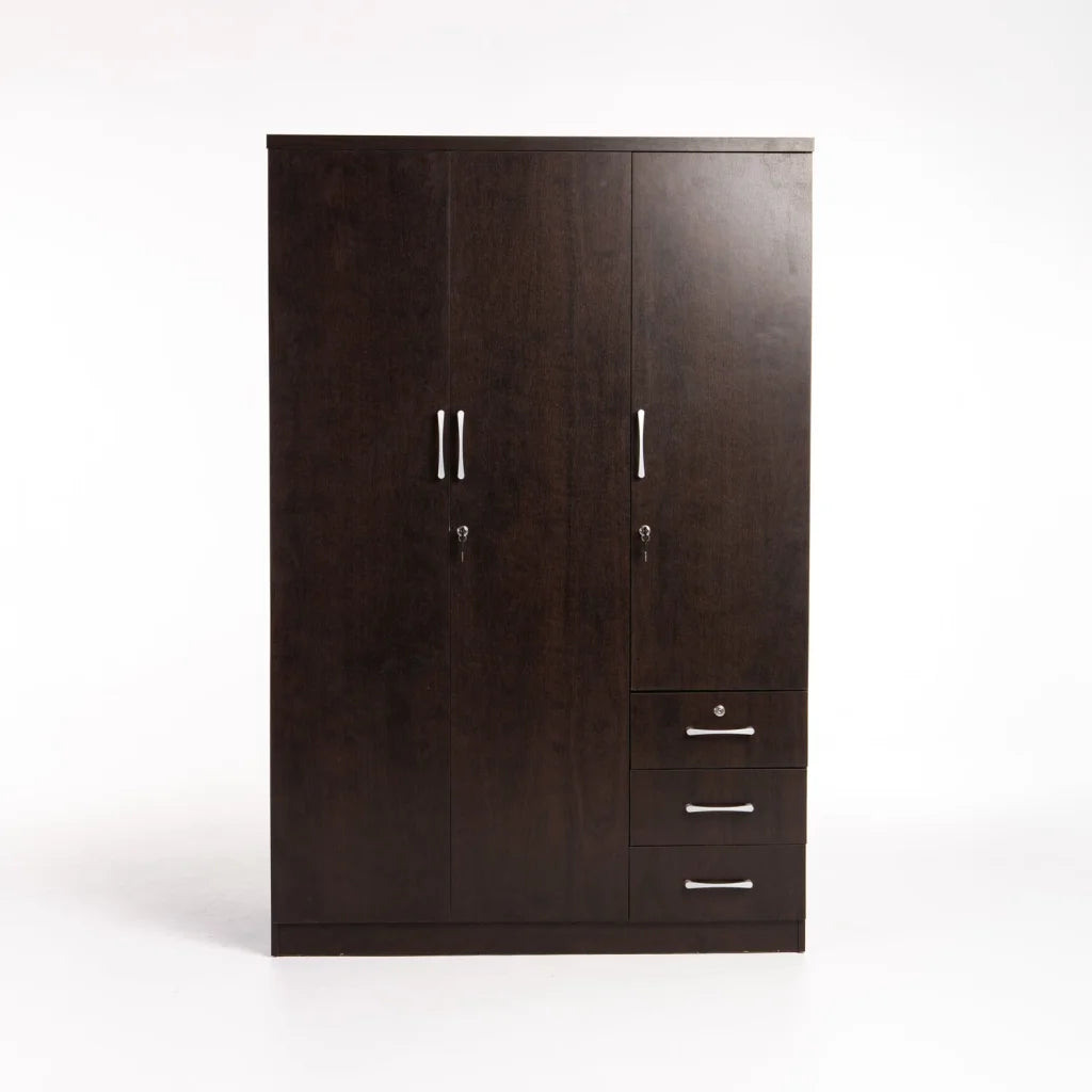 Flory 3 Door 3 Drawer Robe - Wenge
