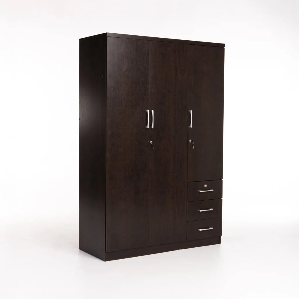Flory 3 Door 3 Drawer Robe - Wenge