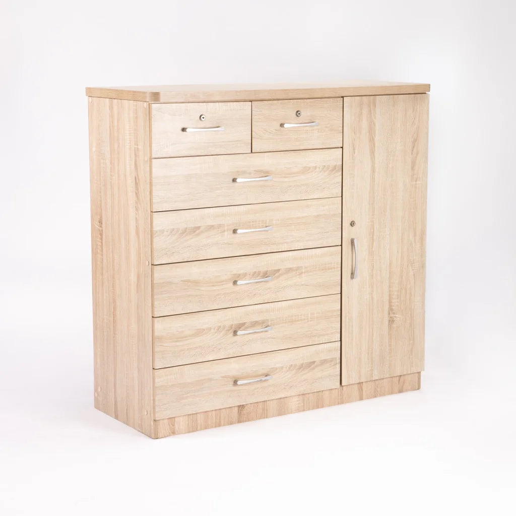 Haniel 7 Drawer 1 Door Chest - Oak