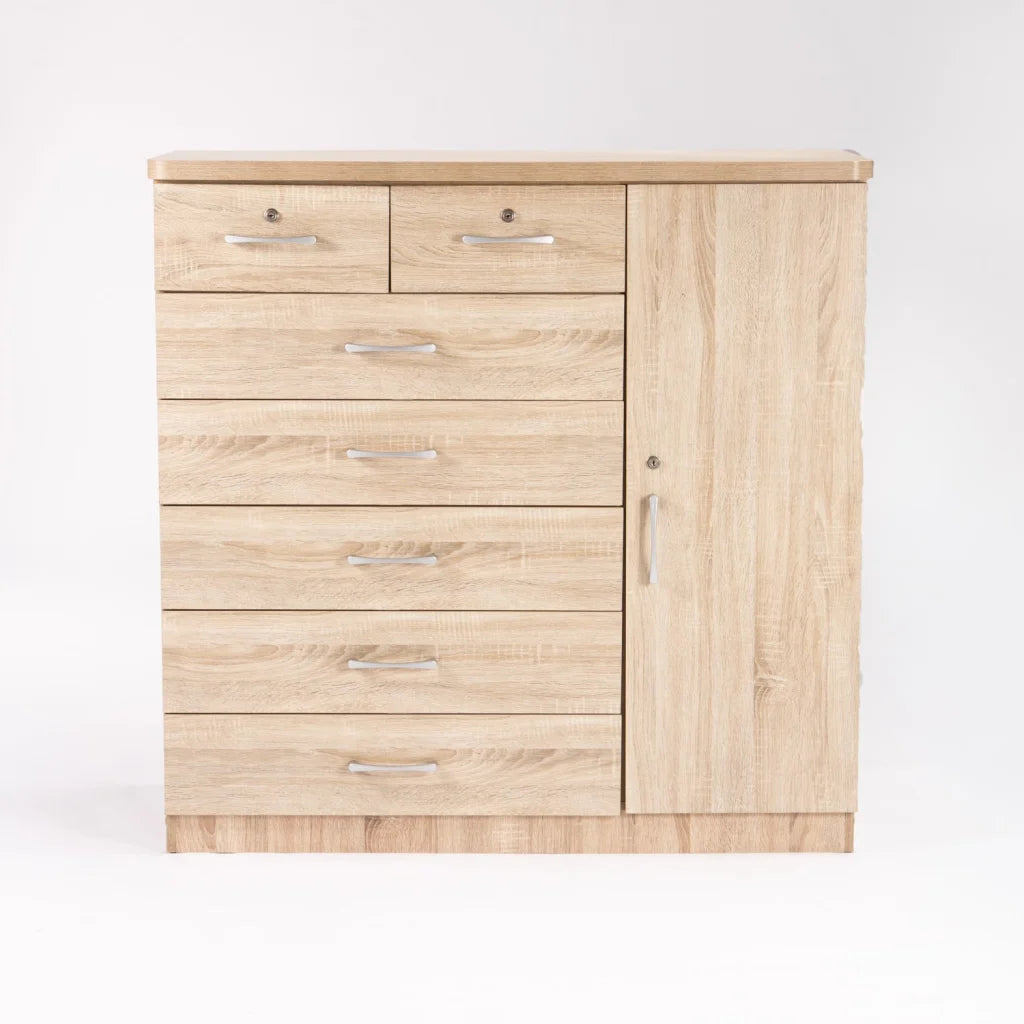 Haniel 7 Drawer 1 Door Chest - Oak