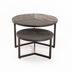 Anathi Set Of 2 70/50cm Solid Wood Coffee Table - Black
