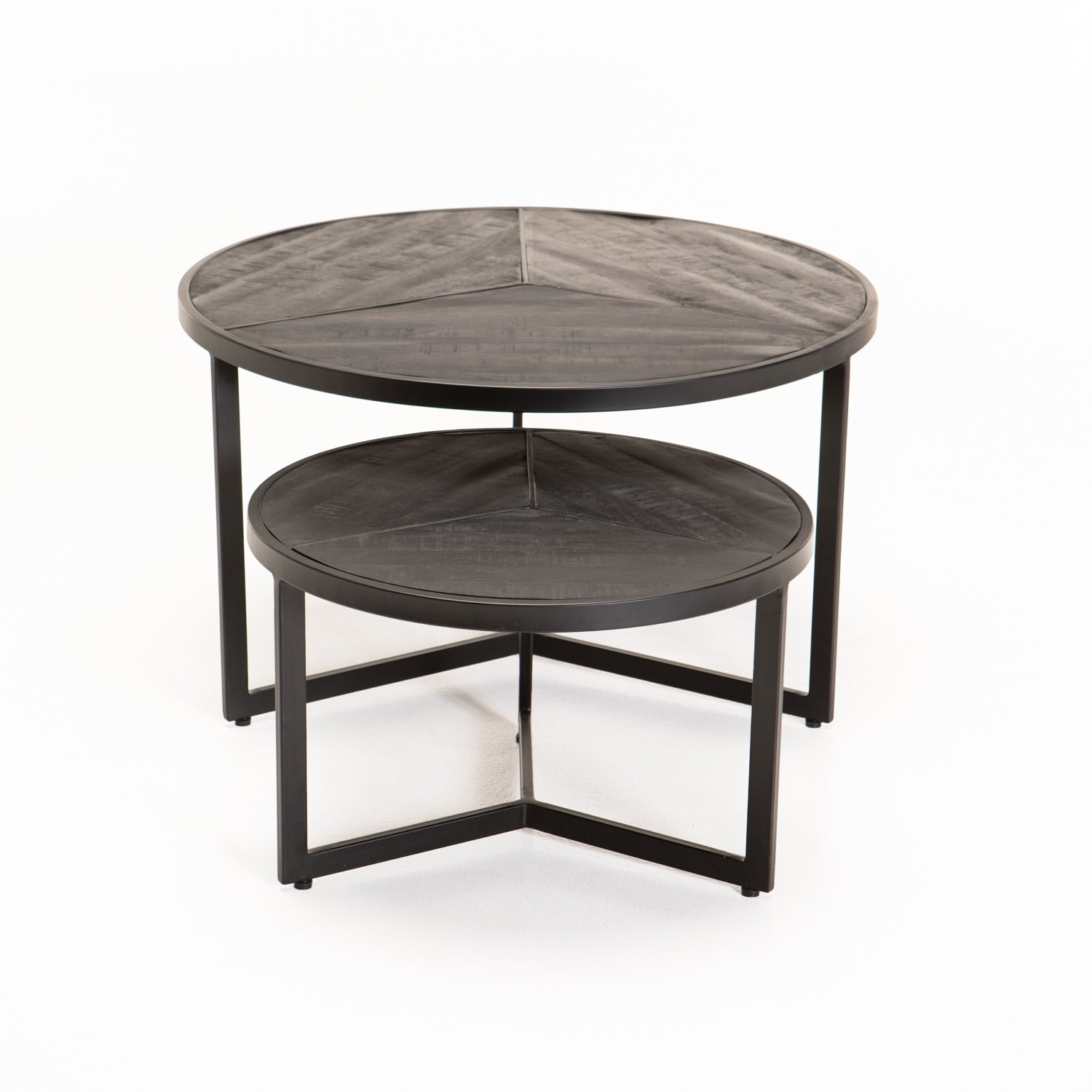 Anathi Set Of 2 70/50cm Solid Wood Coffee Table - Black