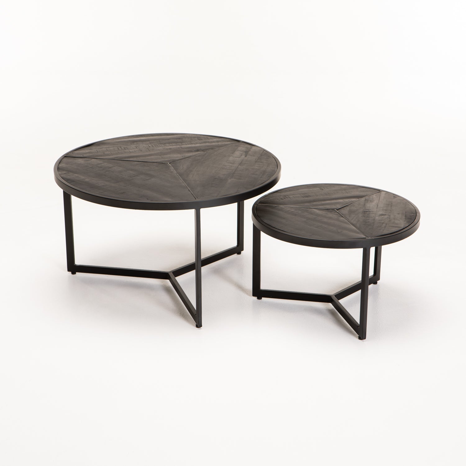 Anathi Set Of 2 70/50cm Solid Wood Coffee Table - Black