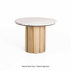 Astro Stone Top Round Coffee Table - 43cm H - Brass