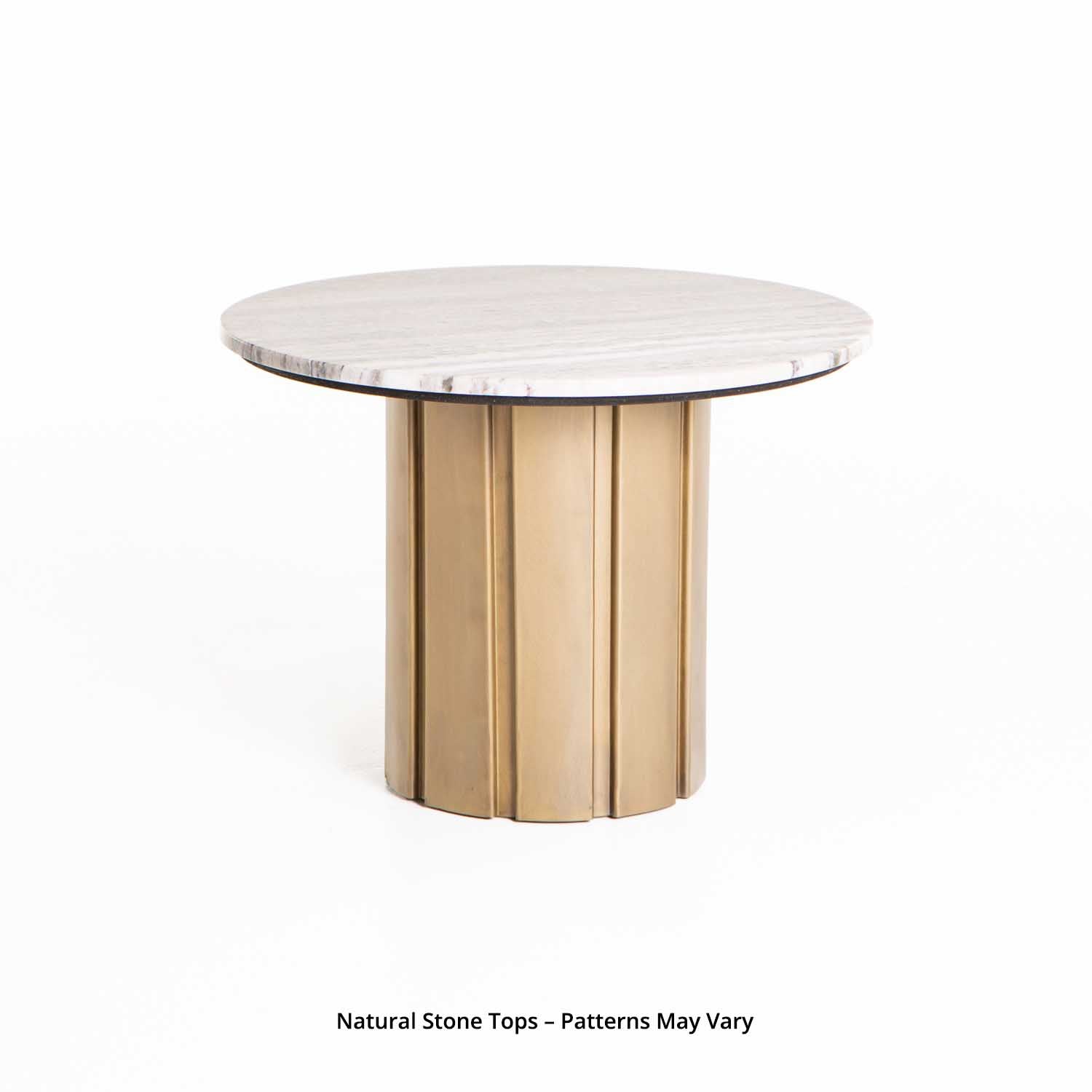 Astro Stone Top Round Coffee Table - 43cm H - Brass