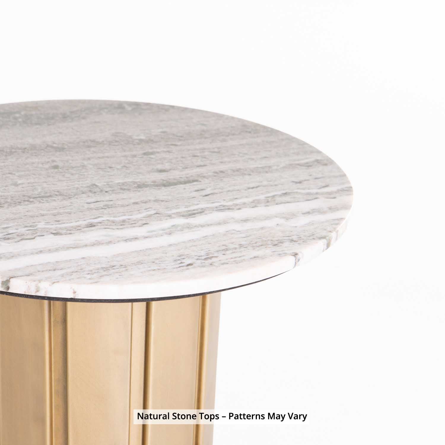 Astro Stone Top Round Coffee Table - 43cm H - Brass