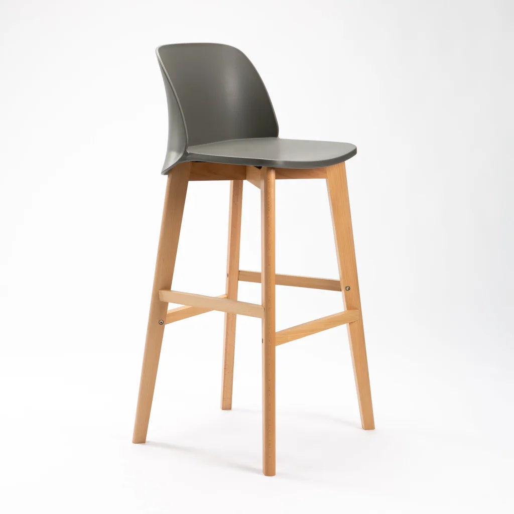 Chartreuse Wooden Leg Kitchen Stool - Grey