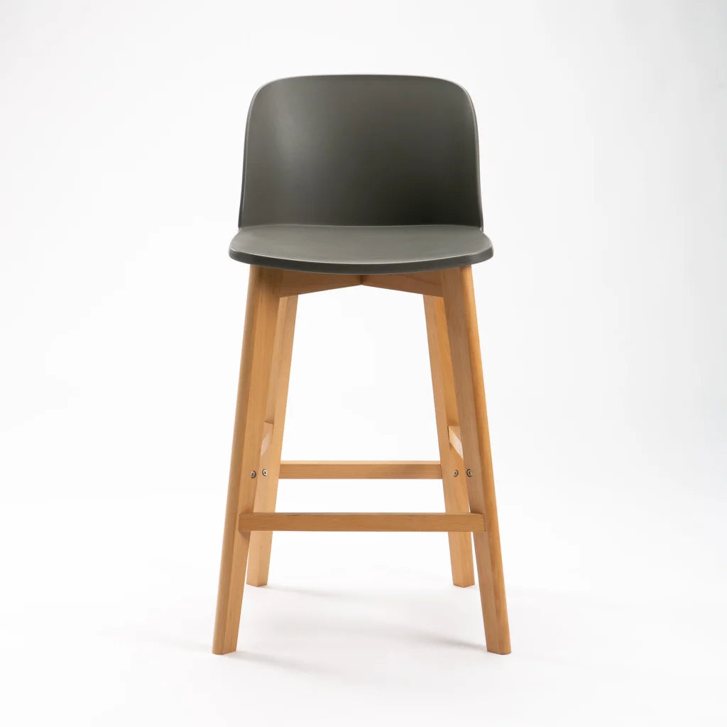 Chartreuse Wooden Leg Kitchen Stool - Grey