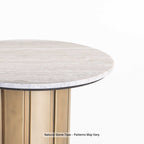 Astro Stone Top Round Coffee Table - 39cm H - Brass